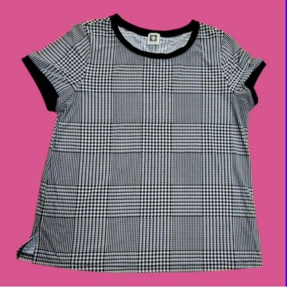 Anne Klein Black and White Patterned Blouse Size L